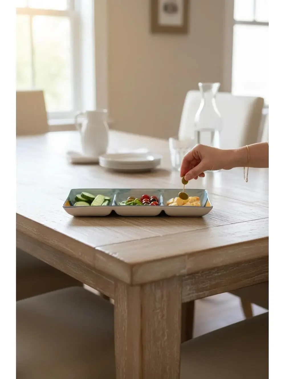 Sur La Table 3 sectional porcelain beach hut theme tray